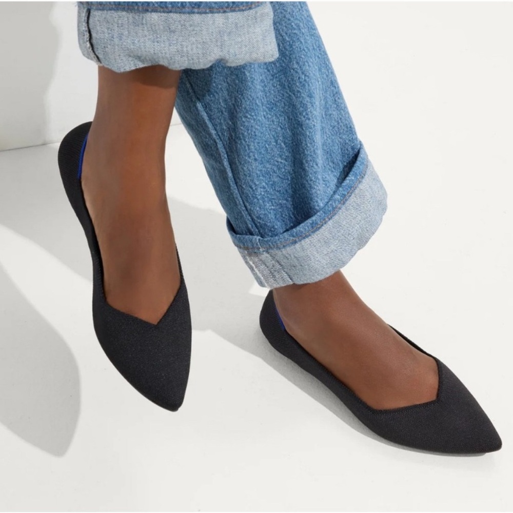 Rothyโs The Point Pointed Toe Knit Flats Ballet Office Washable Comfort Size 10